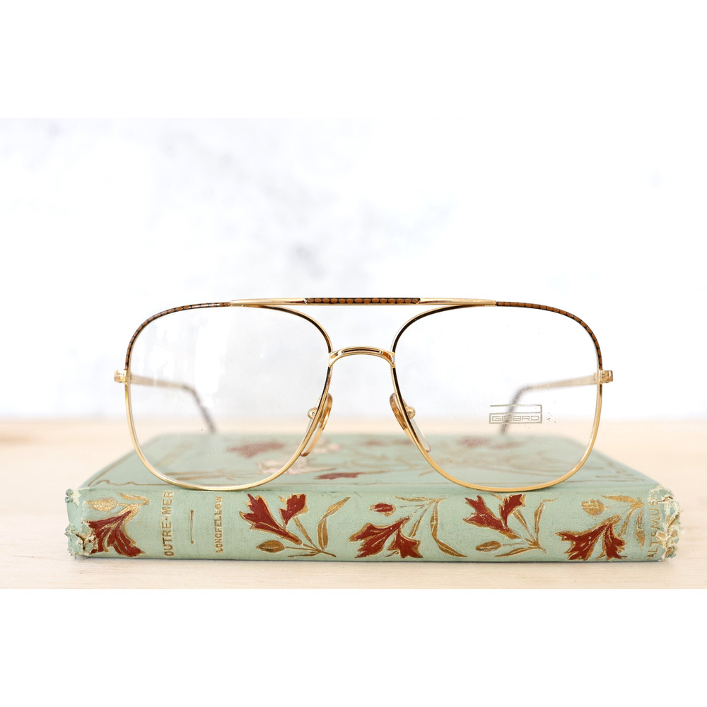 Vintage Aviator Eyeglass Frames 1980s By Girard France Gold Tone Grandpa